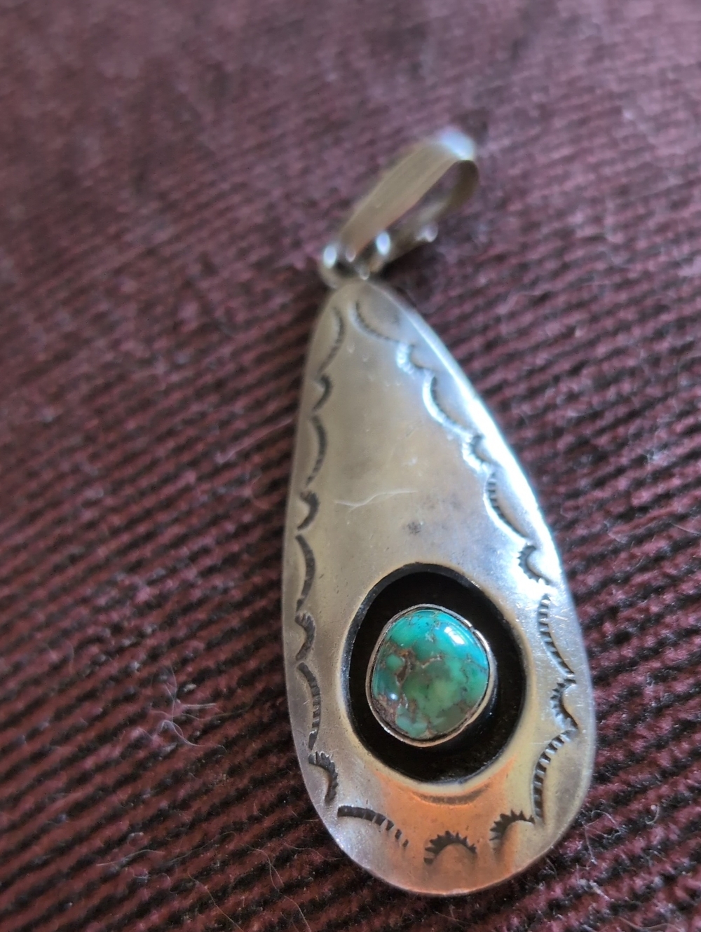Sterling Silver Teardrop Pendant with Turquoise Stone